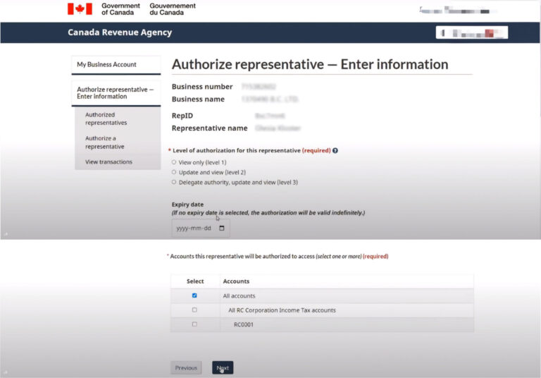 How To Use My CRA Business Account To Authorize A Representative