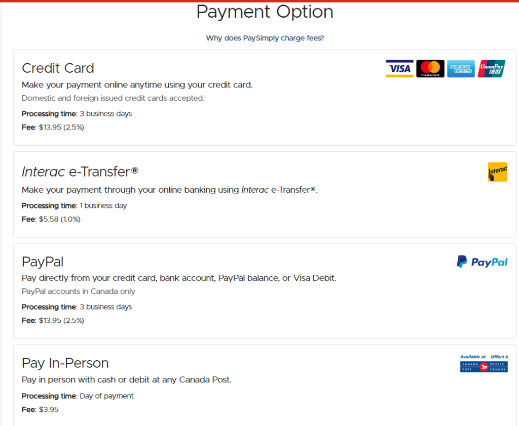 payment option